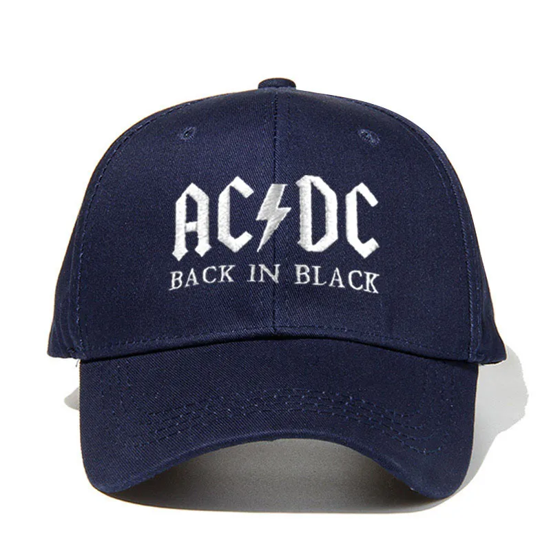 Navy blue Новинка, бейсболка с полосами AC/DC, кепка в стиле рок, хип-хоп, Мужская бейсболка acdc, Кепка с вышитыми буквами, Повседневная шляпа для диджея, рок, папы, Прямая поставка - Цвет: Navy blue