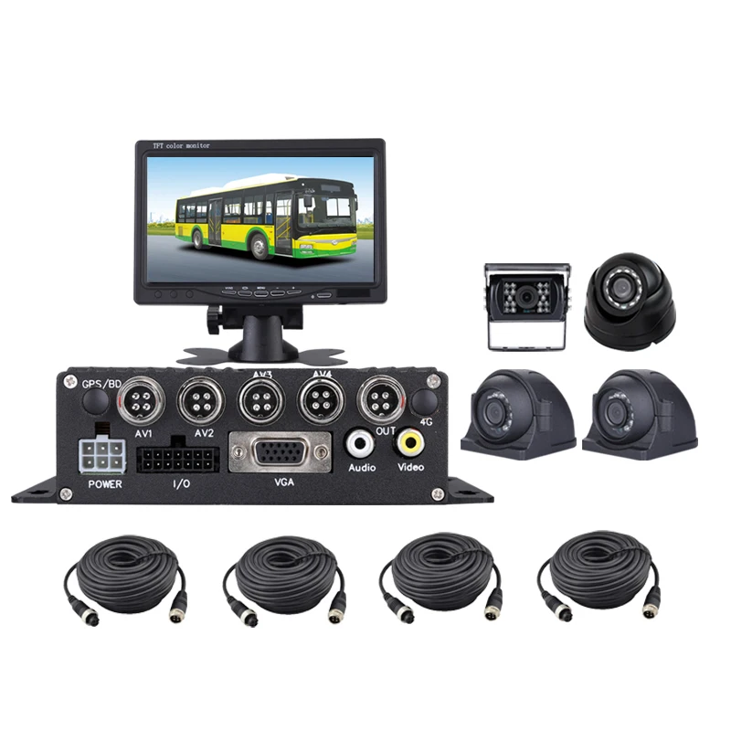 

1080P 4-channel monitoring set 4 Channels Vehicle Video Recorder 1080P MDVR Support 256G Mobile Car DVR SD For Bus Truck
