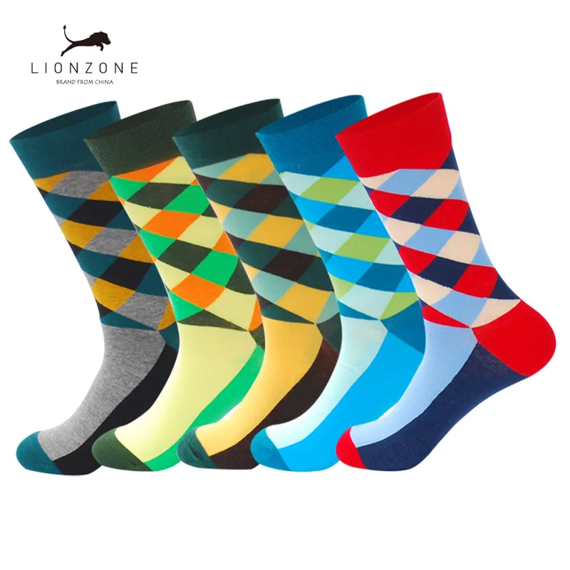 Забавные мужские счастливые носки изысканный абзац бриллиантовый узор