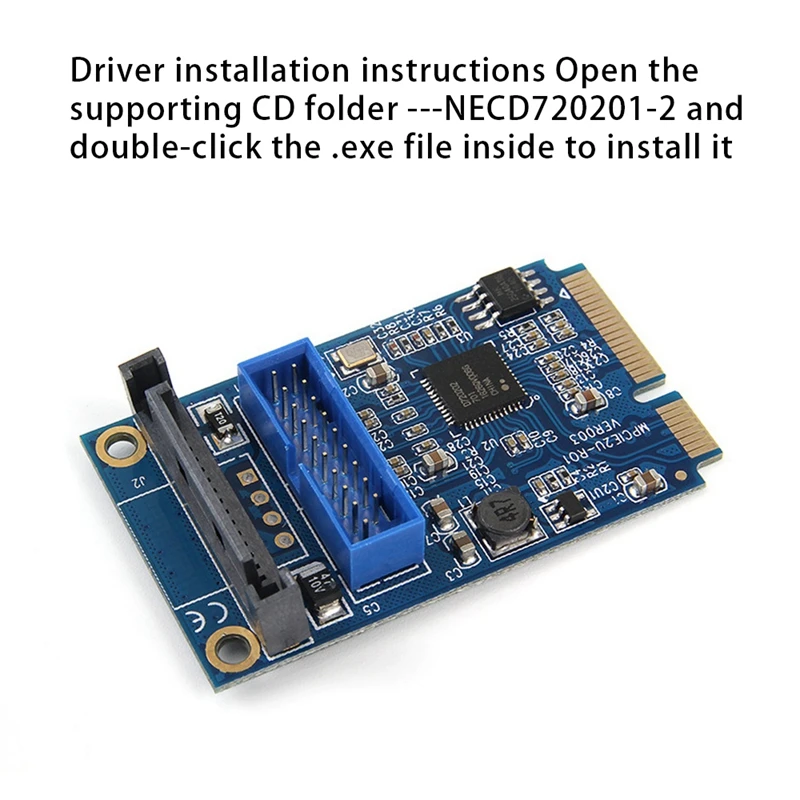 

MINI PCIe Expansion Card MINI PCI-e to USB3.0 Front 19-Pin 2-Port Desktop Computer Adapter Expansion Card SATa Interface