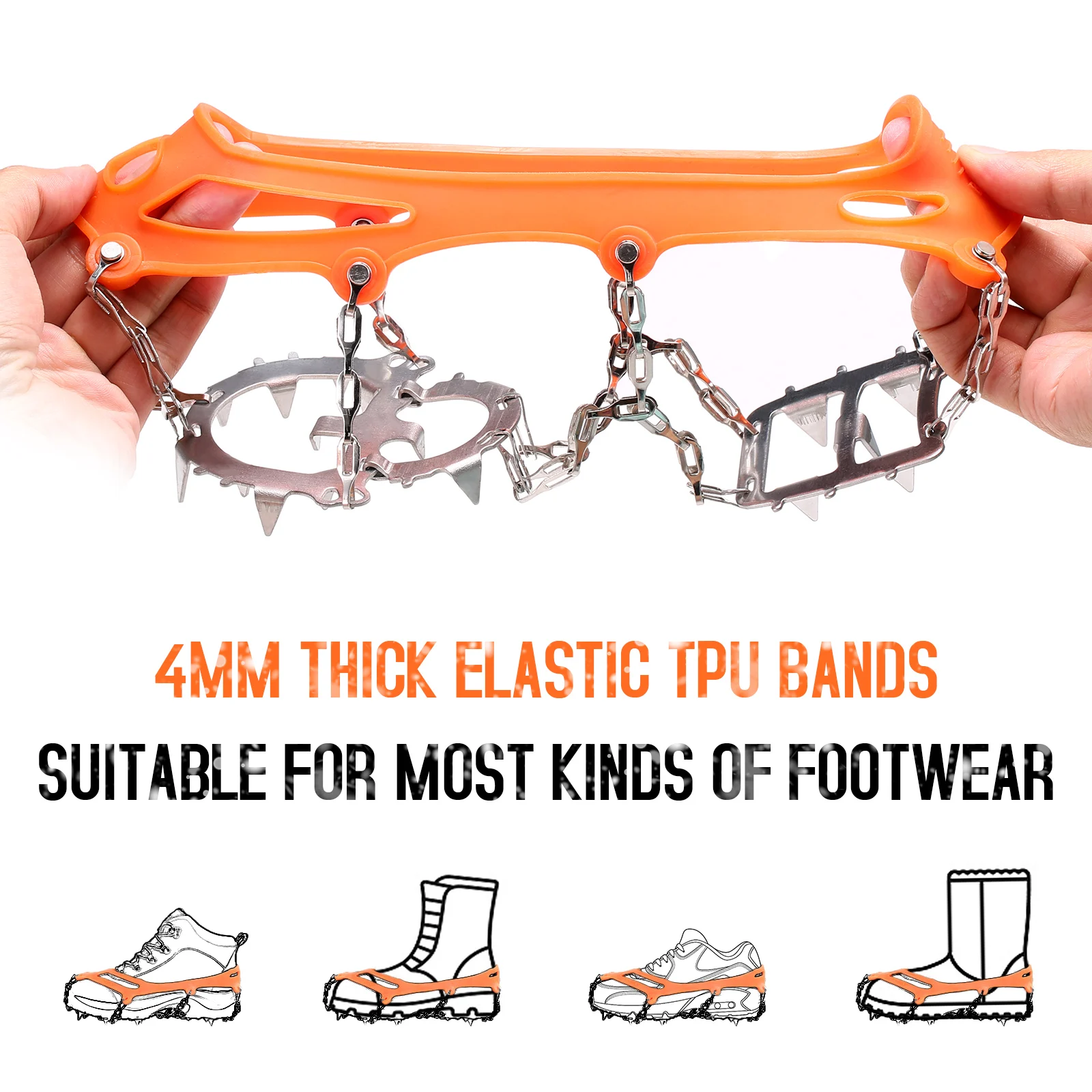 Кошки с 18 шипами для мужчин и женщин Нескользящие захваты снега льда мешочком