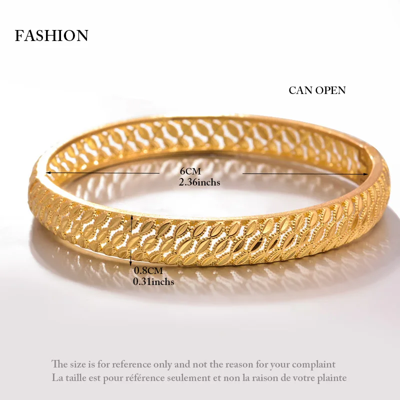 4 шт./лот Дубай золотой цвет для мужчин и женщин браслет медь широкие браслеты