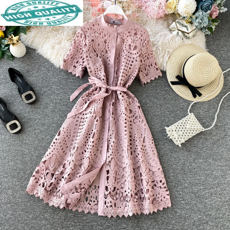 

Женское кружевное вечернее платье, белое элегантное пляжное платье в Корейском стиле, весна-лето, KJ4225