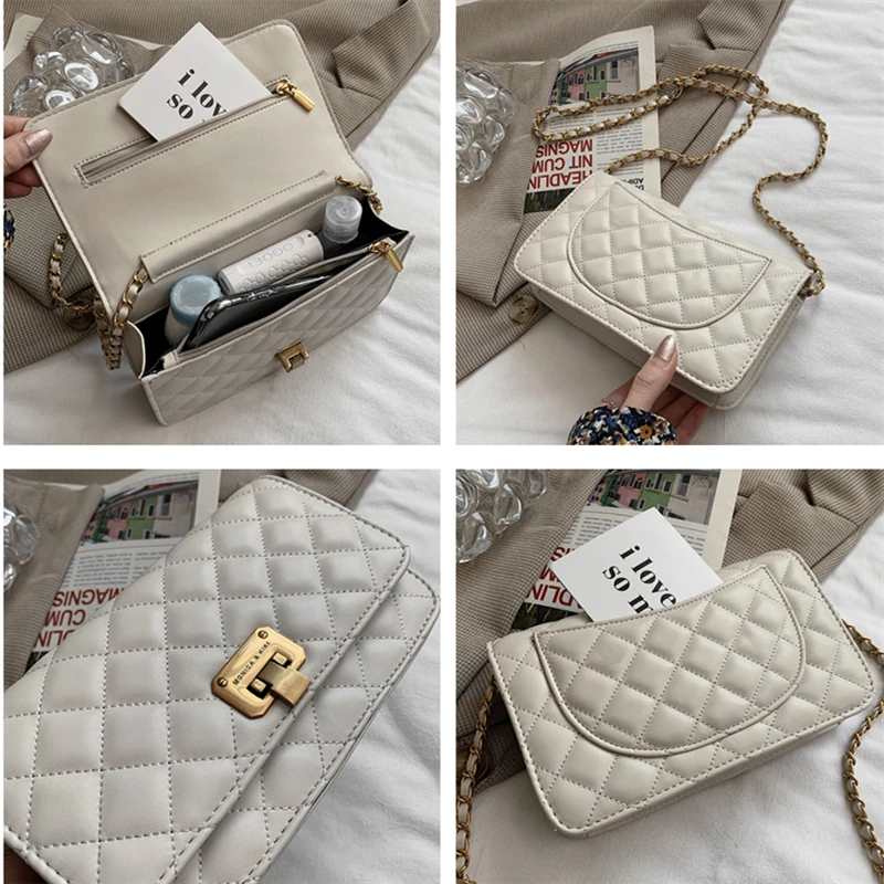 

Hot Offers Quilted Chain Mini Crossbody Bags For Women Trend Flip Lock Flap For Phone High Qualiy PU Leather Shoulder Bags 2021