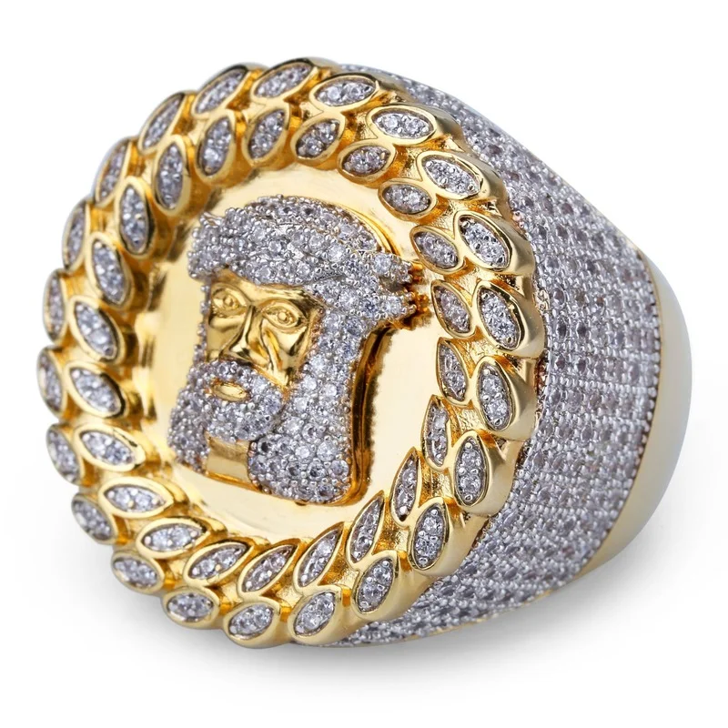Religious Jesus Ring Micro-Studded Zircon Ring Iced Out Hip Hop Ring Fashion Ring for Men and Women Rings