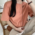 Футболка женская свободного кроя с коротким рукавом, модная тенниска из хлопка в стиле ретро, майка оверсайз с круглым вырезом, одежда на лето