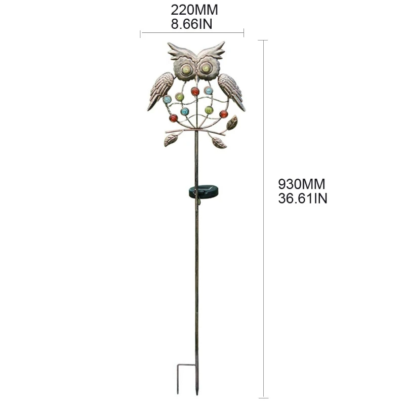 

Garden Solar Lights Outdoor Solar Powered Stake Lights Metal Owl LED Decorative Garden Lights for Walkway Pathways Yards