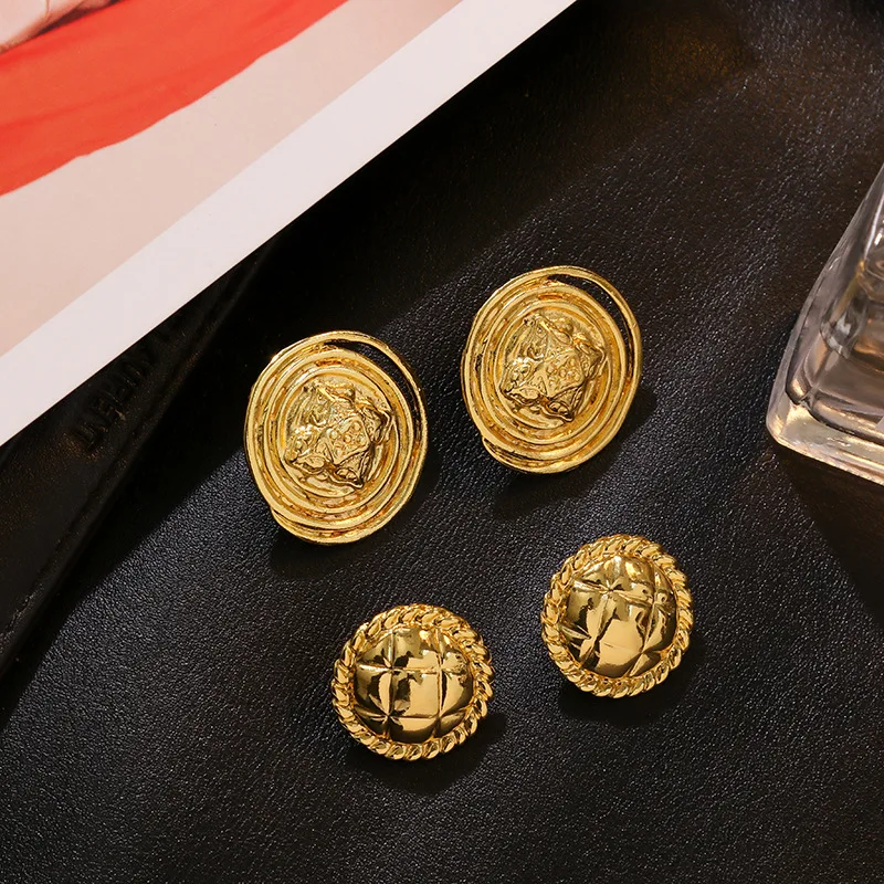 Женские круглые серьги гвоздики в стиле ретро|Серьги-гвоздики| |