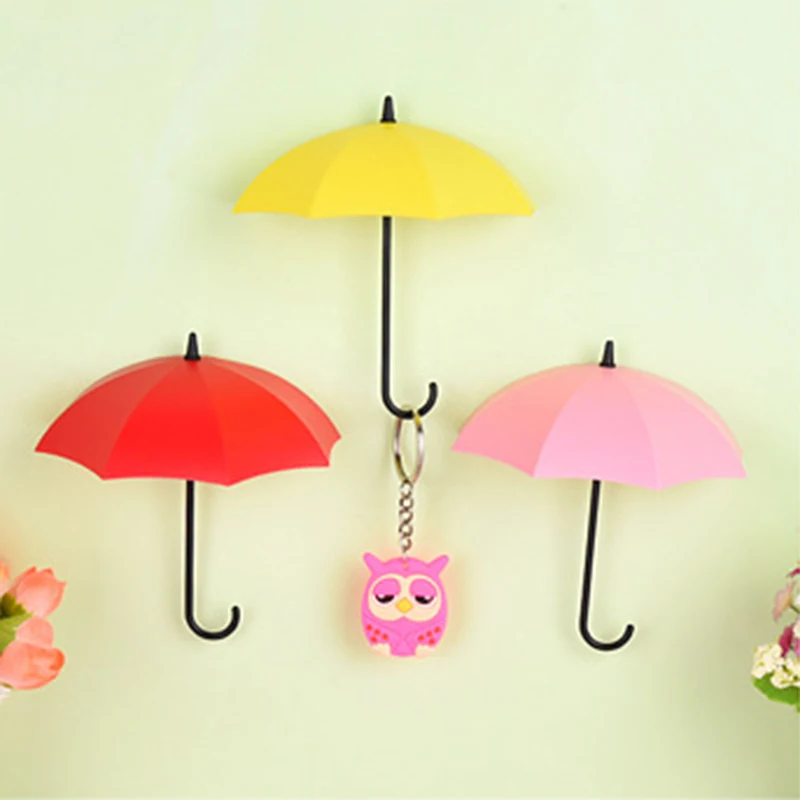 Liplasting 3 шт. милый зонт форма липкий держатель Вешалка самоклеющиеся стены двери
