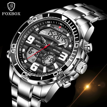 FOXBOX 2022 New Men Watch Dual Display Waterproof Wristwatch Fashion Sport Watches for Men Luminous Date Clock Relogio Masculino-36666