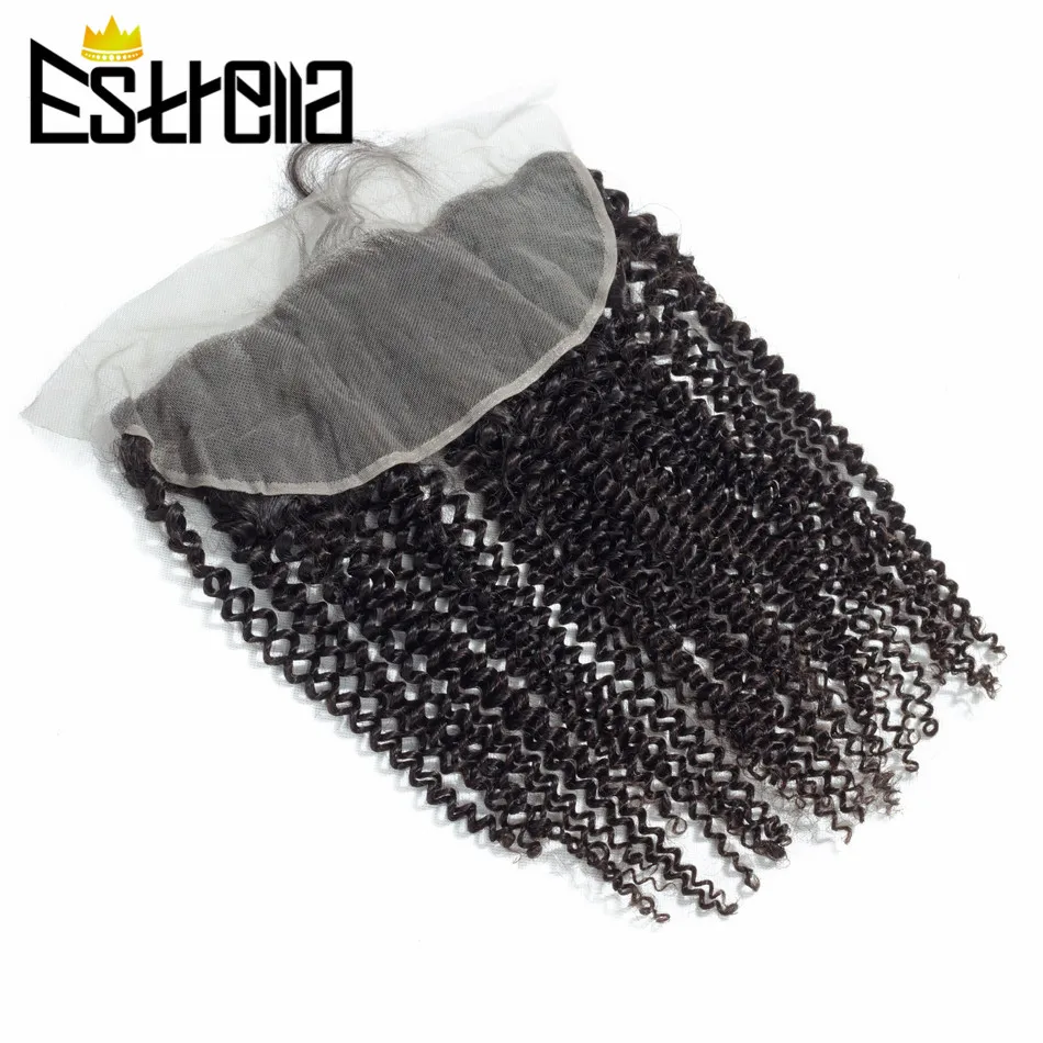Кудрявые кудрявые 1 шт. 13 × 4 фронтальные волосы на сетке бразильские не Реми 100%