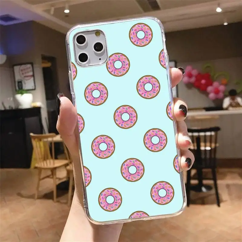 

Pizza French fries Doughnut food Phone Case Transparent for iPhone 6 7 8 11 12 s mini pro X XS XR MAX Plus