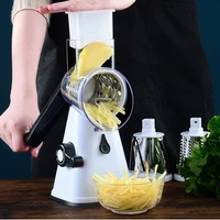 multifunctional manual vegetable cutter slicer round mandoline slicer potato cheese kitchen gadgets accessories with 3 blades