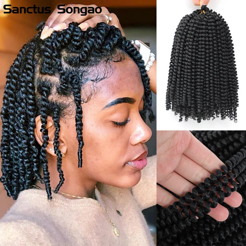 30strands/pcs Ombre Spring Twist Hair 8 Inch Spring Twist Crochet Hair For Black Women Synthetic Braiding Hair Kinky Curly Twist
