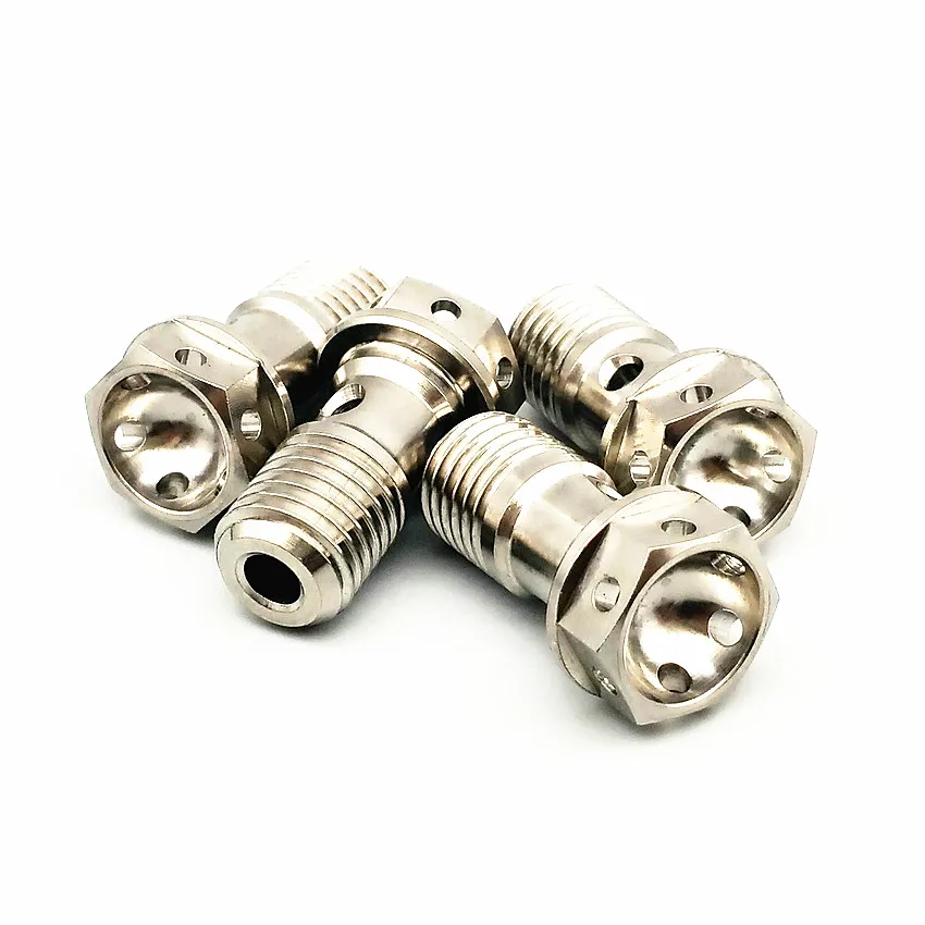 

M10 Motorcycle Calipers Tubing Titanium bolts DIY Burned MotorBike Hexagon Hollow ONE hole TWO HOLE Flange Head screws 2 Pieces