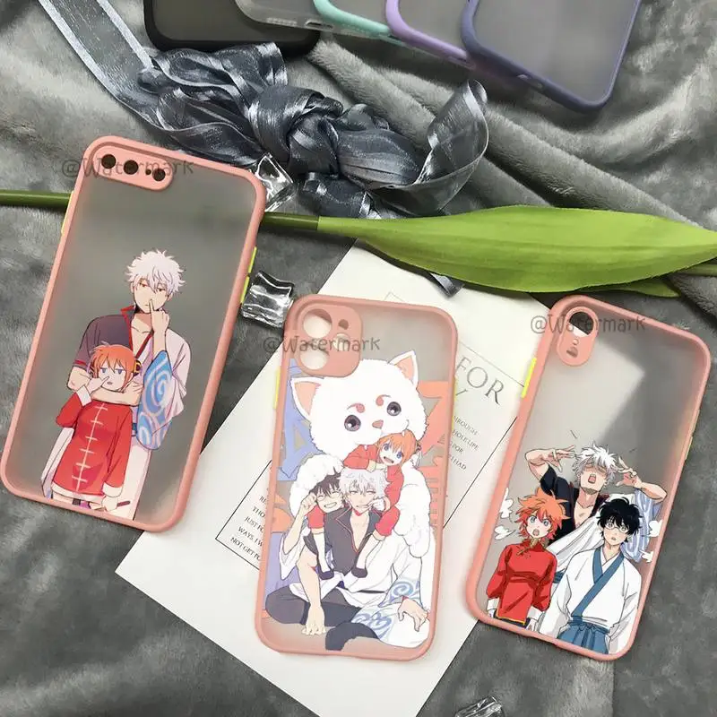 

Cute Japan Anime GINTAMA Phone Case For IPhone 13 12 11 Pro Xs Max X Xr 8 7 Plus Pink Matte Translucent Coque