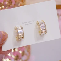 korean exquisite shine cz circle women earring aaa cubic zirconia elegant bling crystal stud earrings wedding jewelry pendant