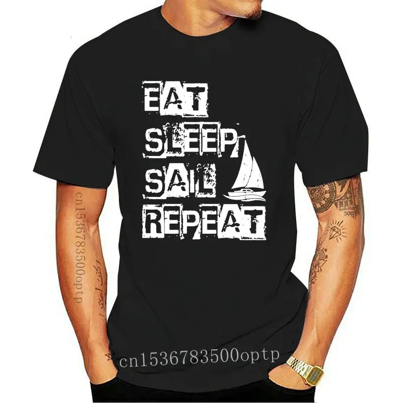 

Мужская Повседневная рубашка с принтом «Eat Sleep Sail Repeat»