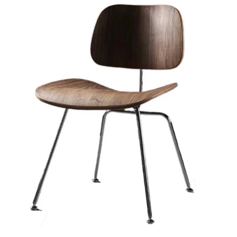 

Формованные ножки из ореха обеденный стул из фанеры Вт из нержавеющей стали, мебель для столовой, ресторана середины века, стул из древесины