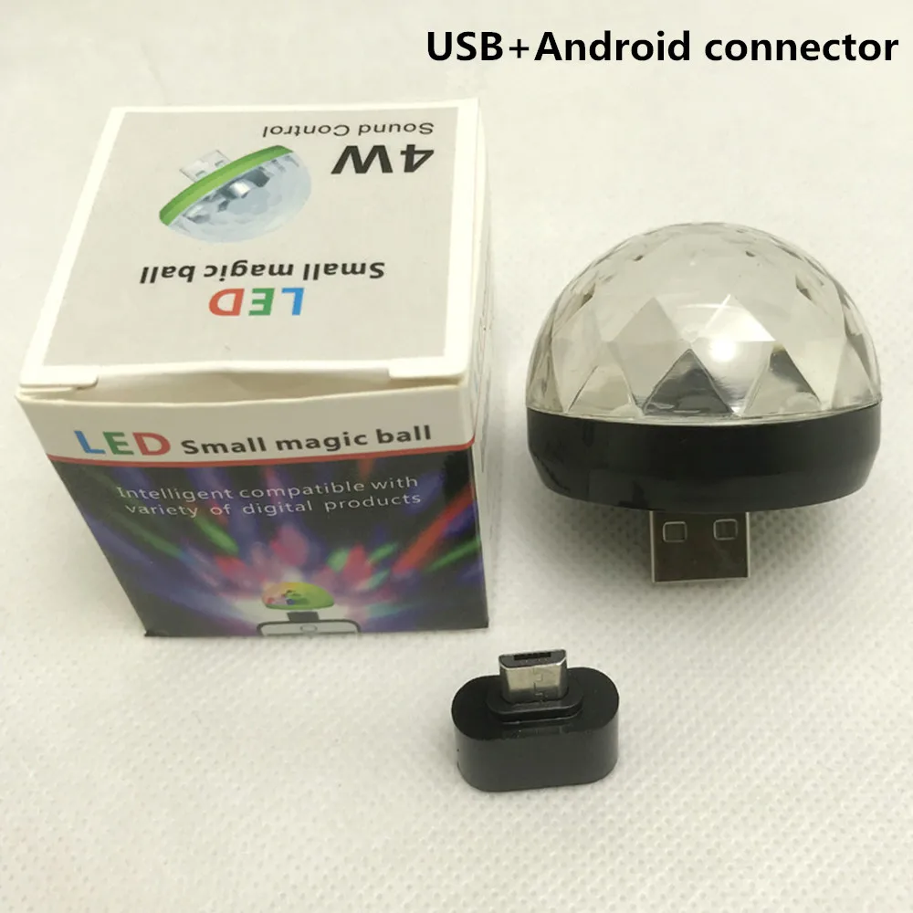 Black For Android Adeeing USB диско светильник светодиодный вечерние светильник s Портативный хрустальный магический шар красочный эффект сценический светильник для дома вечерние караоке Декор - Цвет: Black For Android