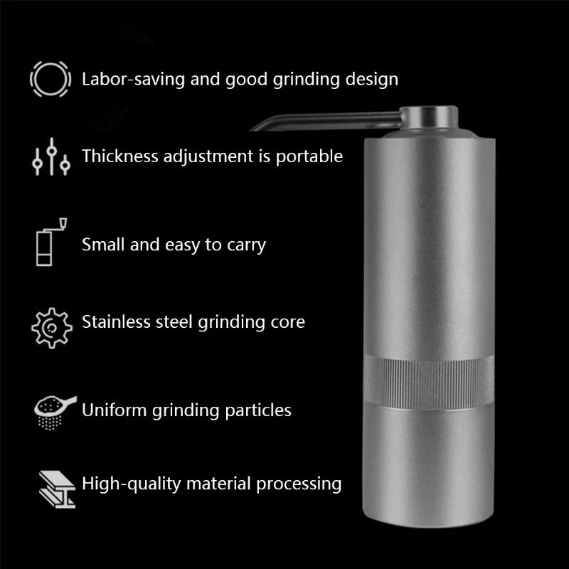

1PC Manual Coffee Grinder Hand Coffee Mill with Stainless Steel Burr 12 Adjustable Settings Portable Hand Coffee Grinder