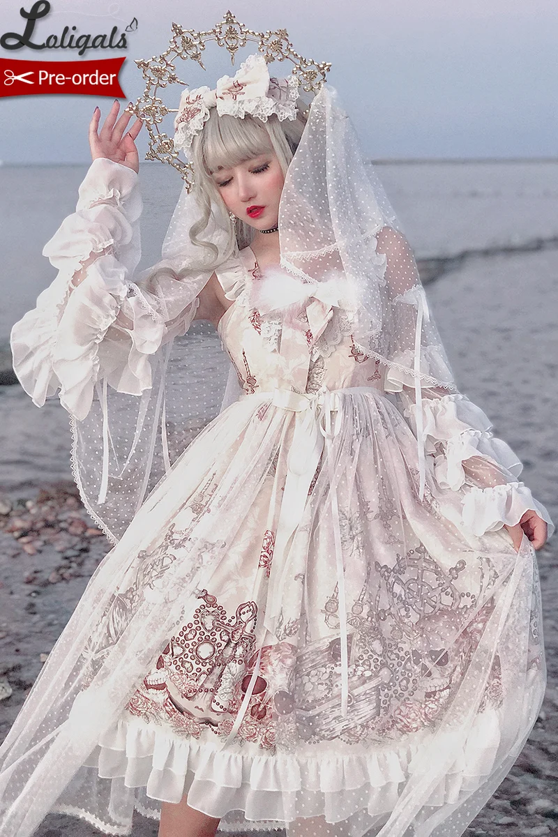 

The Pursuit of Treasure ~ Sweet Printed Lolita Dress Sleeveless Chiffon Dress by Diamon Honey ~ Pre-sale