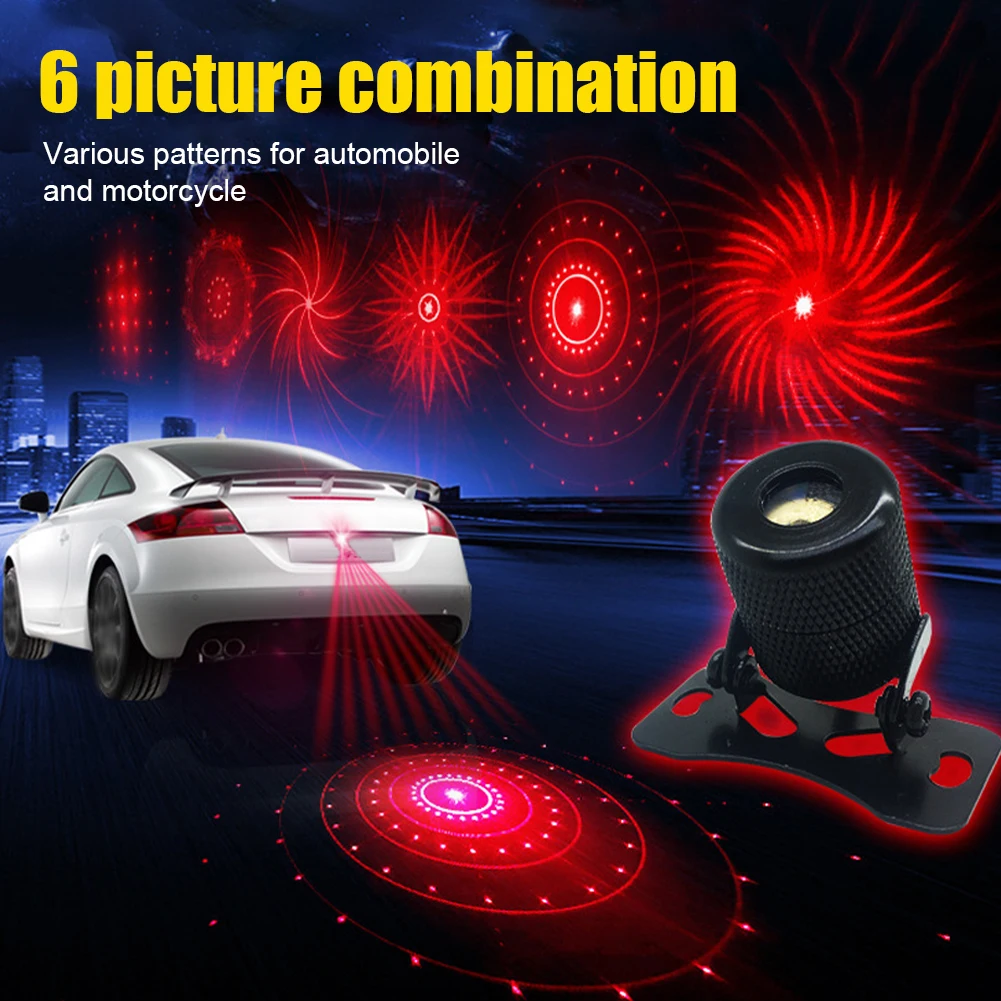Universal Motorcycle Car LED Laser Tail Light Fog Lamp Anti-Collision Rear-End Light 6 Patterns Warning Lamp Signal Accessories car motorcycle anti collision led fog tail warning light motorcycle taillight anti fog light