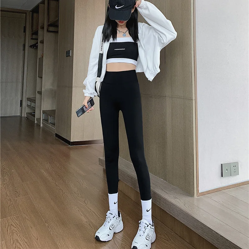 Women Sexy Tight Fitness Push-up Leggings Hip High Waist Stretch Nylon Seamless Fitness Pants Black Casual Yoga Pants