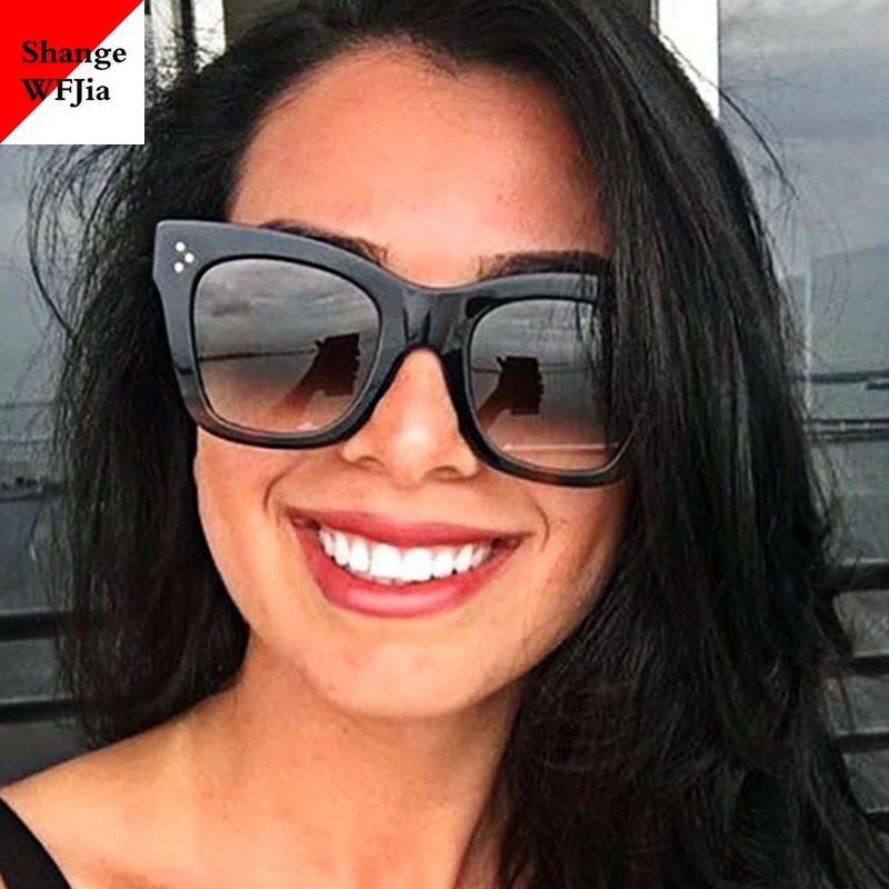 Новый Ким солнечные очки в стиле Кардашьян женские черные вогнуто Выпуклое