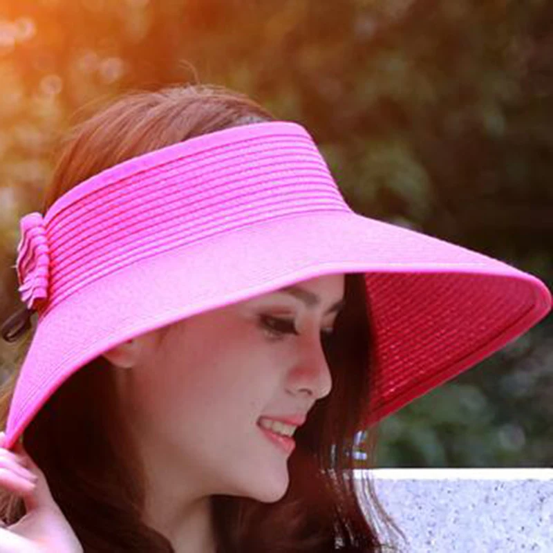 Шляпа от солнца Складная женская Пляжная Соломенная Панама с широкими полями и