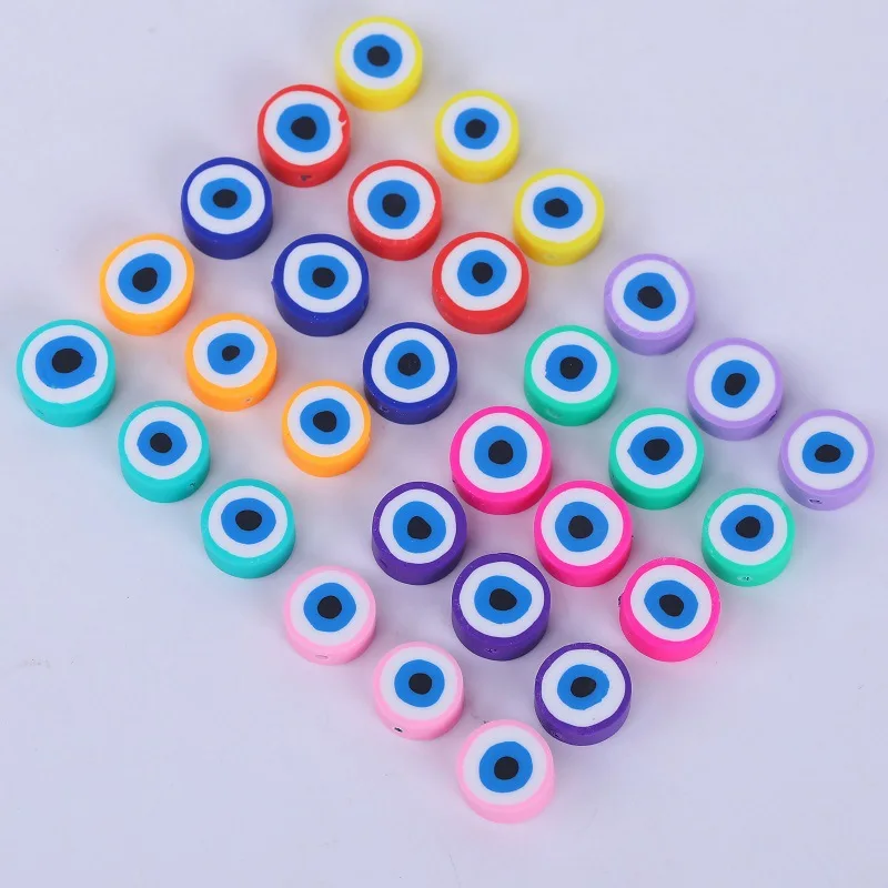 

1000pcs 10*5 mm Polymer Clay Round Evil Eye Beads Toys for Jewelry Making DIY Necklace Bracelet Accessories