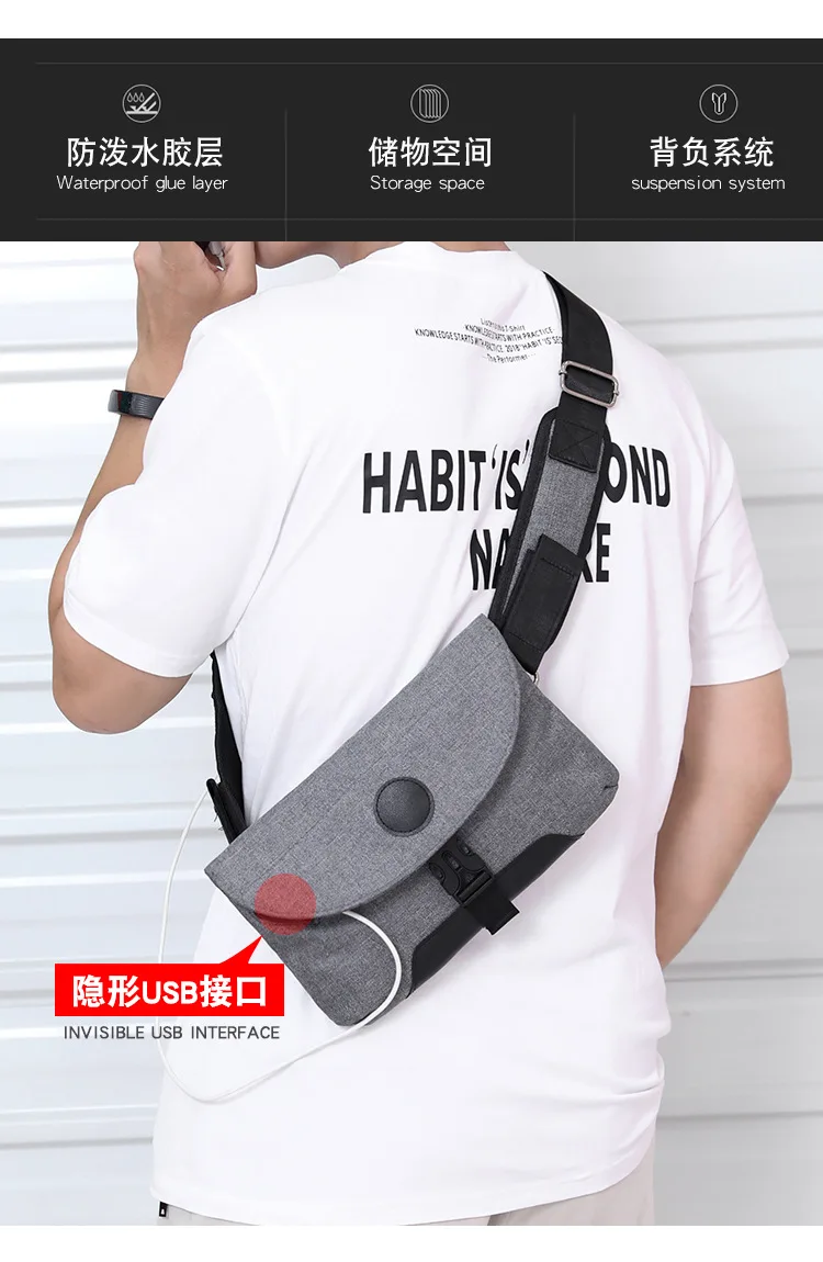 new men's shoulder bag outdoor sports chest bag casual multi-function Messenger bag