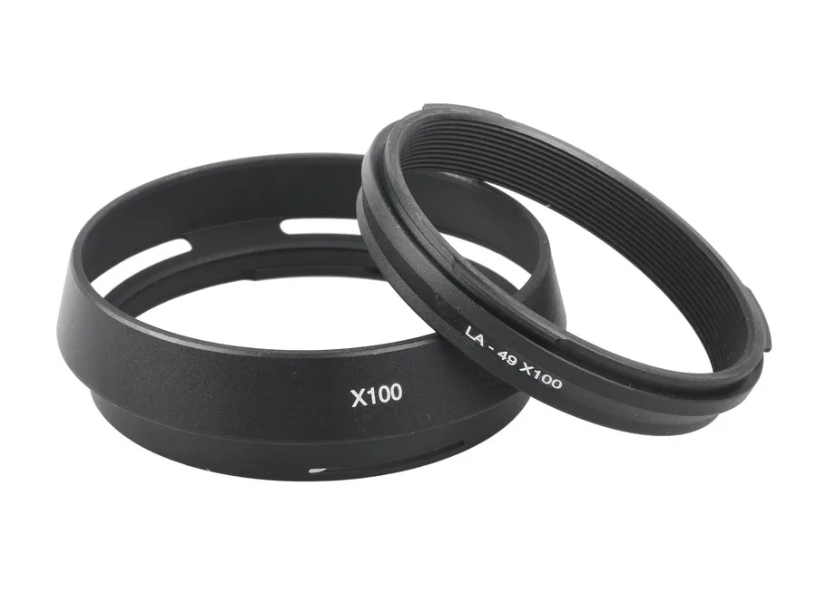 

Металлический серебристый/черный адаптер объектива LA-49 X100 + бленда объектива для Fujifilm Fuji X100 X100S X100T X100F X100V X70 цифровая камера в стиле ретро