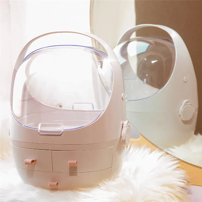 

Органайзер для макияжа с космическими капсулами, Настольный Многофункциональный пластиковый чехол для хранения косметики с выдвижными ящ...