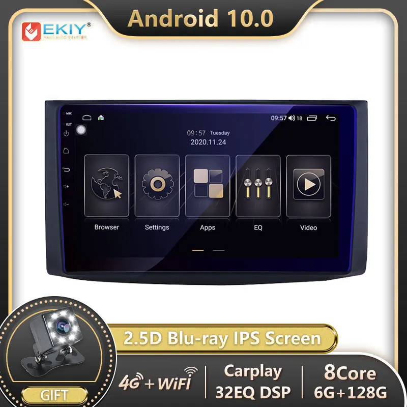 

Автомагнитола EKIY, 6G, 128G, Blu-ray, IPS, DSP, Android 10, для Chevrolet Lova Captiva Gentra Aveo 2006-2010, GPS, стерео