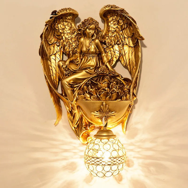 

Modern Golden Angel Wall Lamp Glass sconces fixture Resin Butterfly Fairy Wall light For Bedroom Corridor mirror light lw58318py