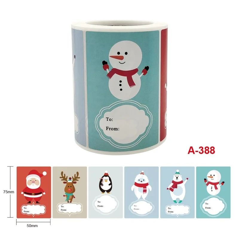 

250 / Roll DIY stickers Christmas Holiday Gift Goods Decoration Sticker Label Christmas Ornaments Christmas Greeting Card Label