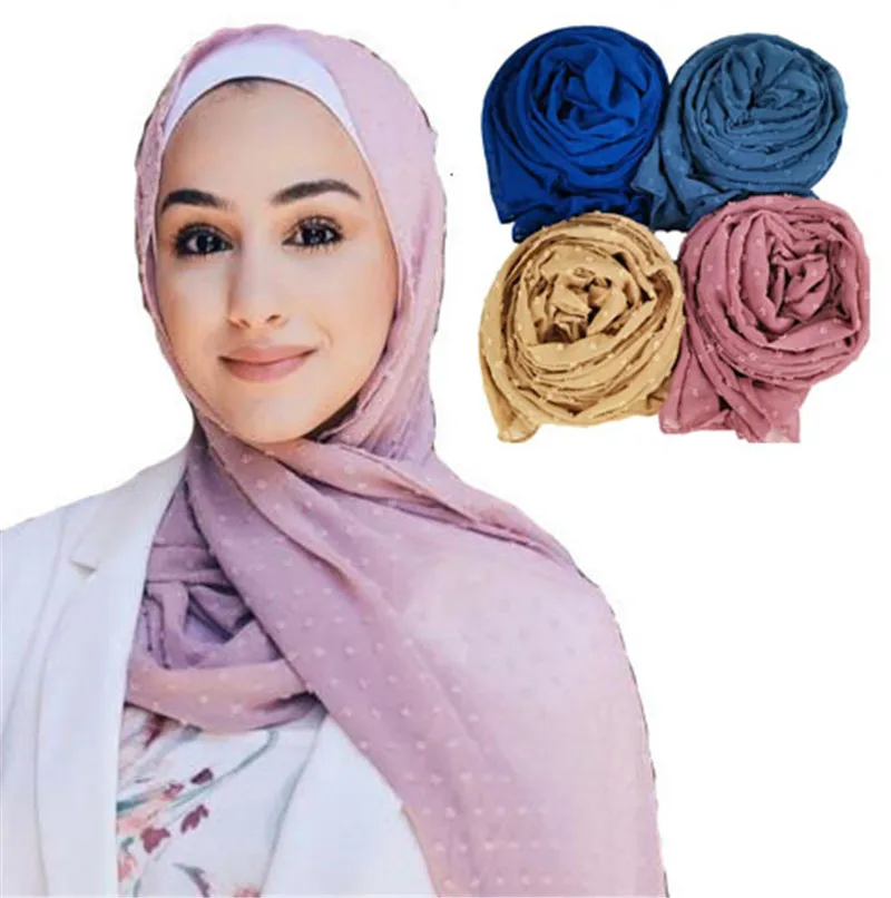 

Fashion Head Scarf 2021 Women Summer Autumn Plain Pom Pom Ball Bubble Chiffon Shawl Wrap Pashminas Stole Muslim Hijab 180*70CM
