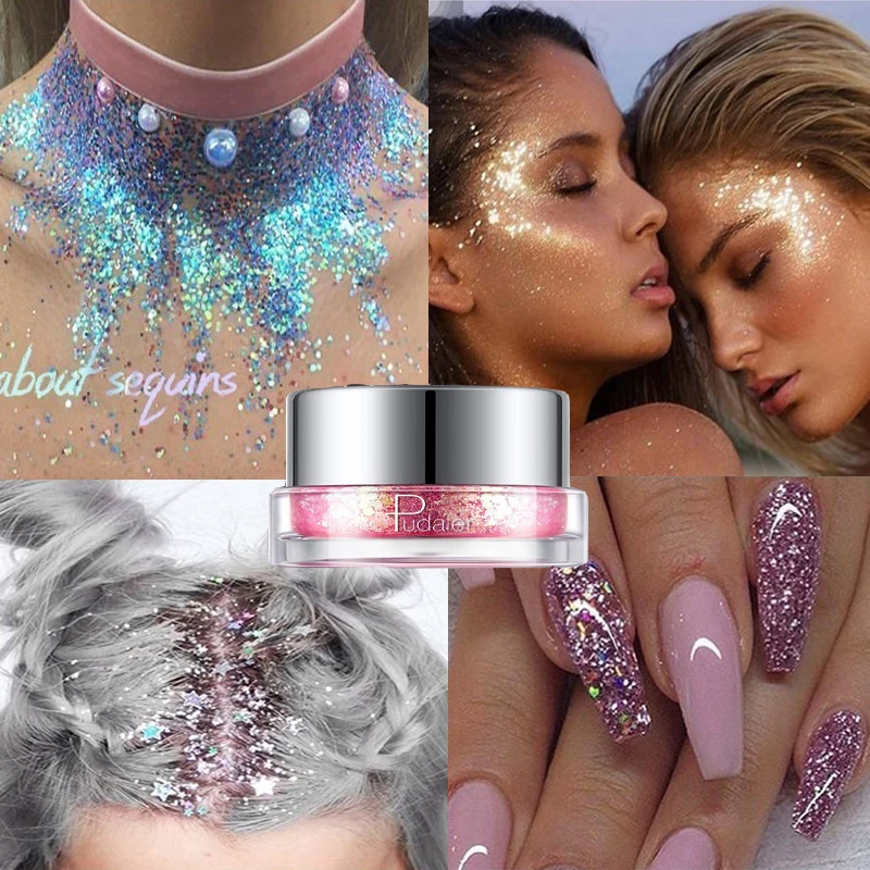 Праздничная блестящая пудра с блестками для глаз Звездный макияж сияющая