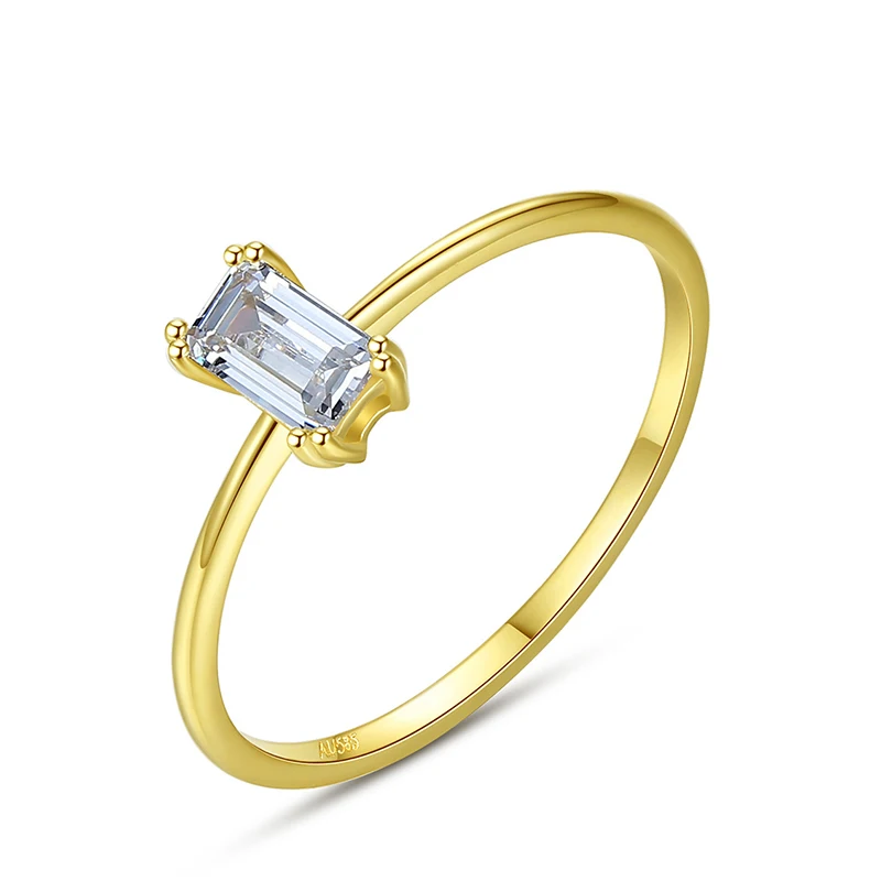 

PANSYSEN Classic Wedding Bands Rectangle Lab Diamond 14K Real Gold Engagement Rings for Women Luxury Fine Jewelry Ring Size 5-8