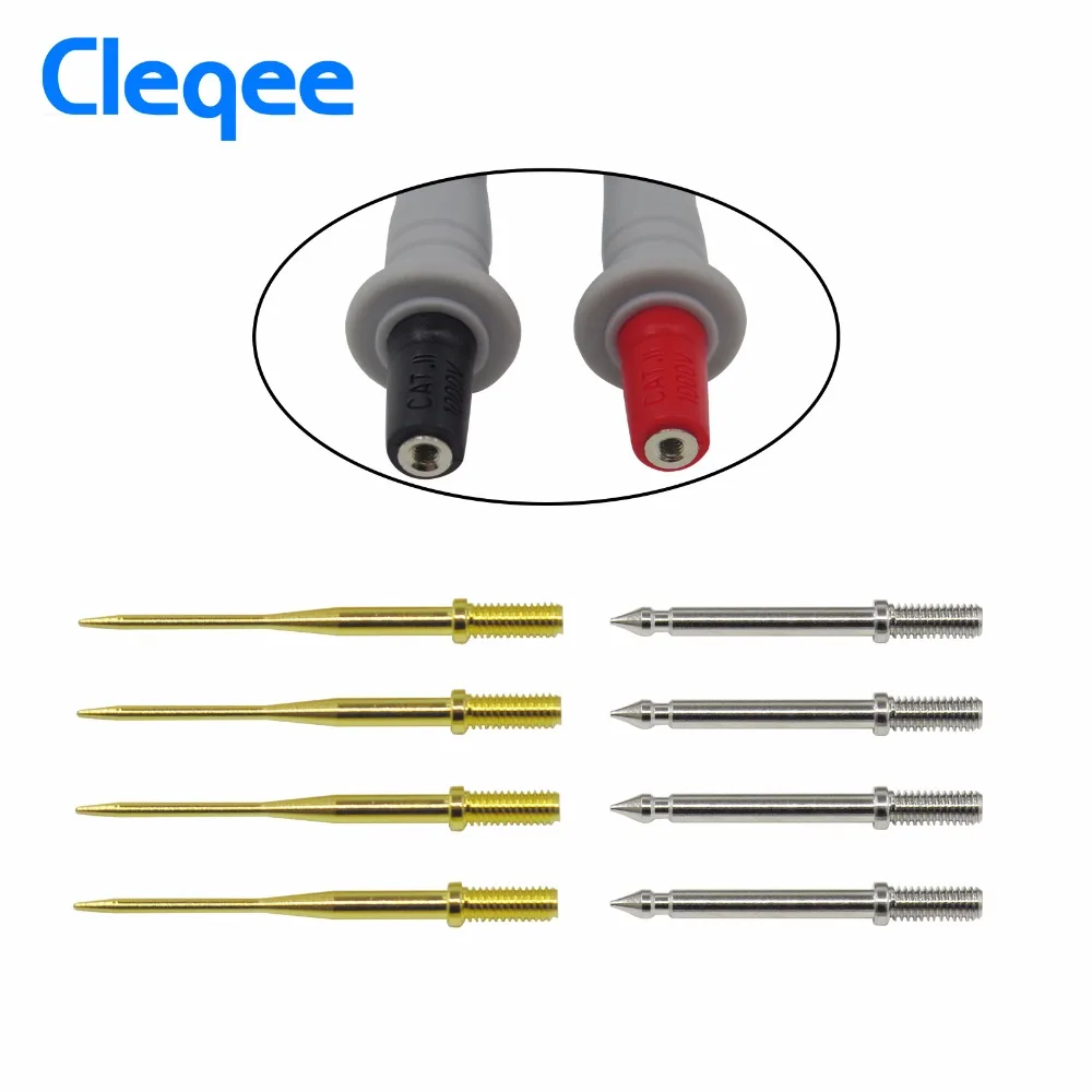 

Cleqee P8003.1 8 шт. Набор сменных тестовых игл 1 мм позолоченный острый и 2 мм стандарт подходит для зонда мультиметра