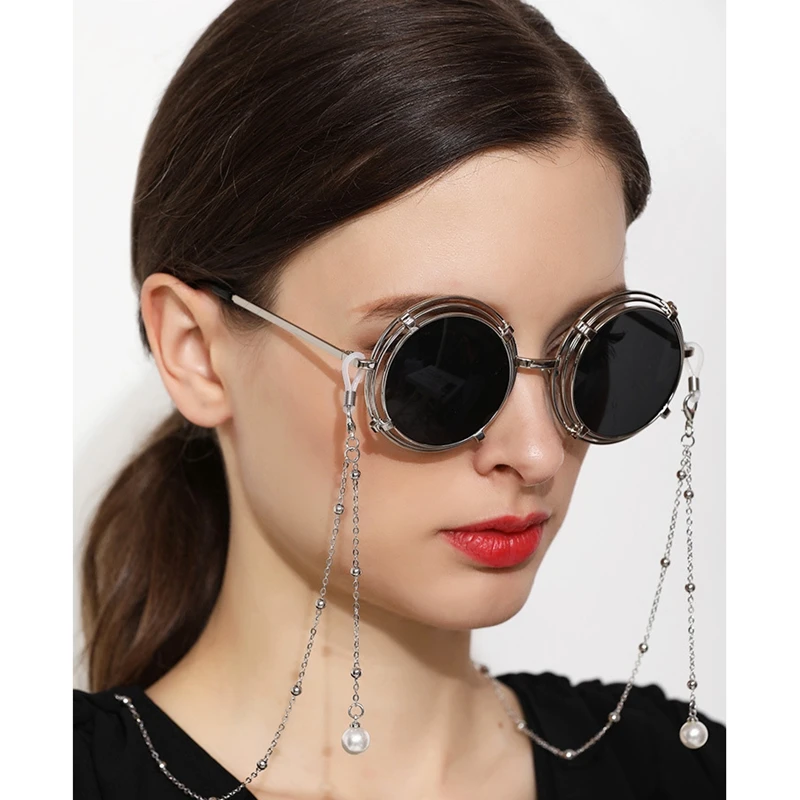 

Trend Luxury Charm Lady Antiskid Mask Sunglasses Chain Pearl Bead Pendant Necklace Lanyard Fashion Jewelry for Women Gift