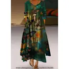 Женское длинное платье в стиле ретро, Элегантное повседневное простое платье с цветочным принтом, Новое Привлекательное платье с 3D принтом для вечевечерние НКИ, осень