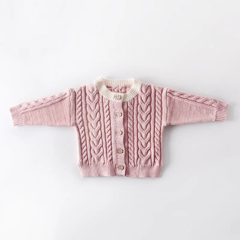 2020 children's autumn and winter knitted twist sweater girl round neck cardigan loose | Детская одежда и обувь