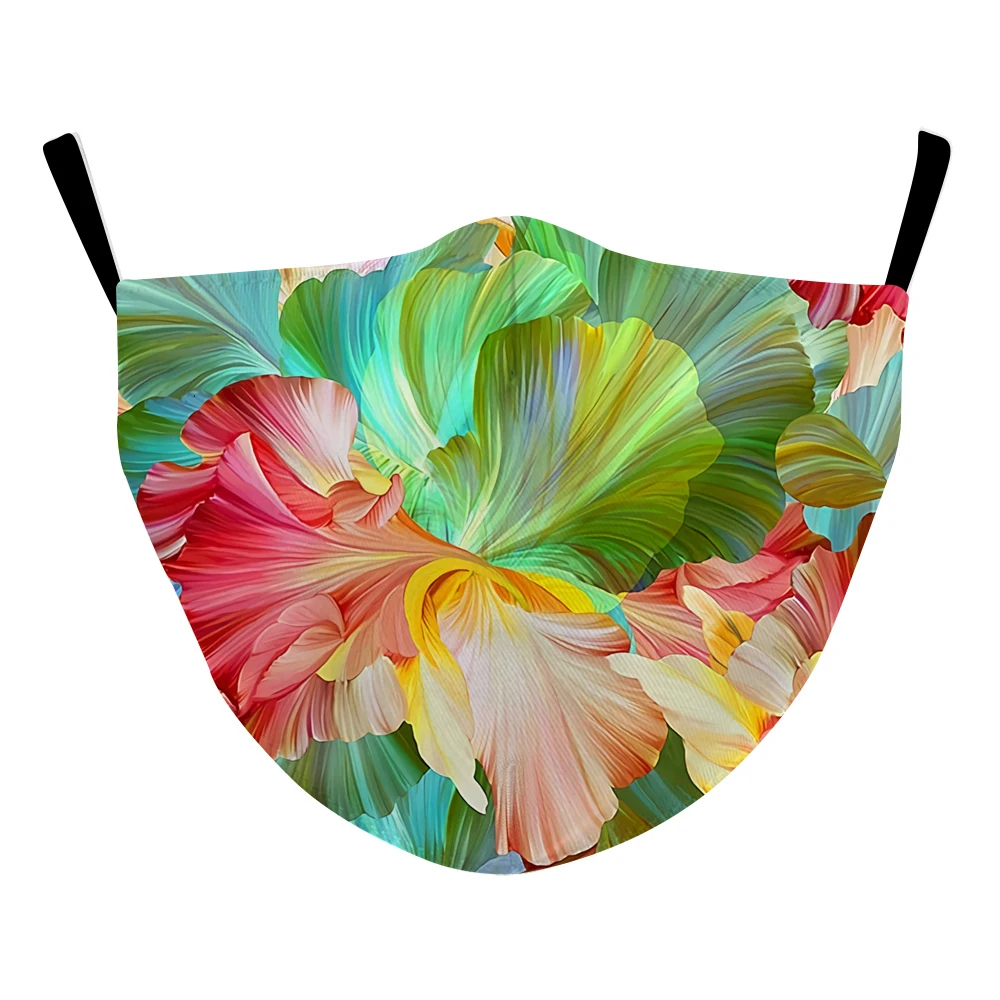 

Flower Print with Filter Reusable Adult Masks Washable Cloth Face Fabric Mask Washable Mouth-Muffle Reusable Filter Masks