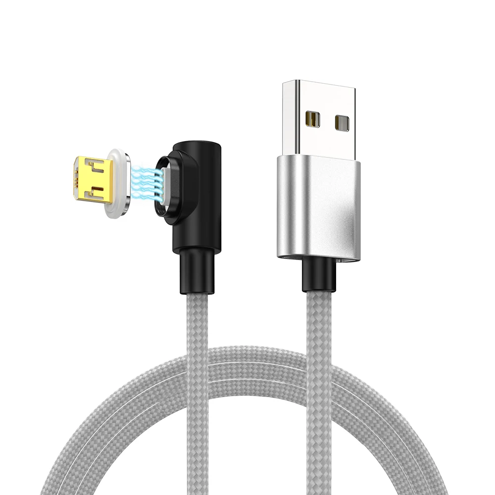 for microUSB Tongyinhai usb type C 3A 90 градусов игровой USB кабель F Форма L изгиб зарядный шнур магнитные телефонные кабели для Iphone/Android телефон - Цвет: for microUSB
