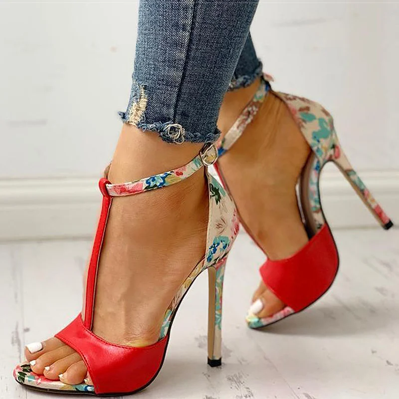 Женские босоножки Босоножки на высоком каблуке с Т-образным ремешком Chaussures Femme
