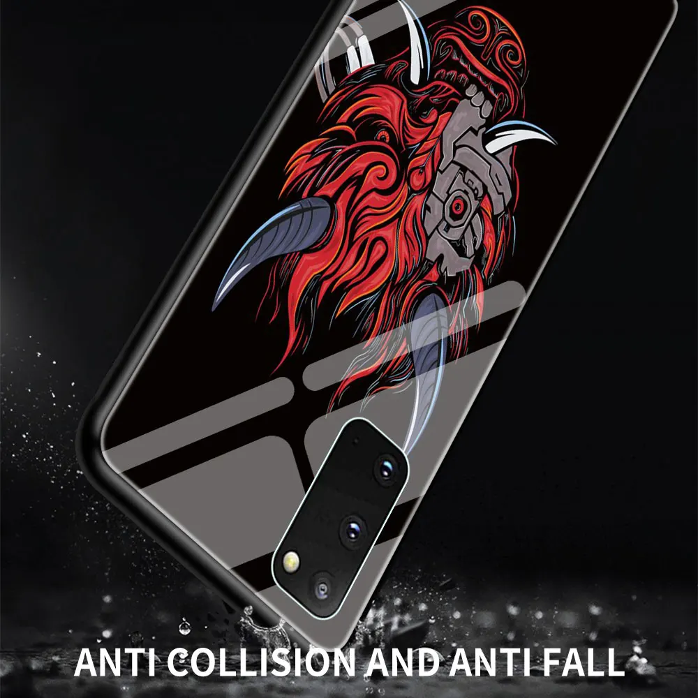 Японский чехол для телефона из закаленного стекла Samurai для Samsung Galaxy S21 S20 FE S10 Note 10 20 Ultra 5G 9 S9 Plus S10e Cover Capa