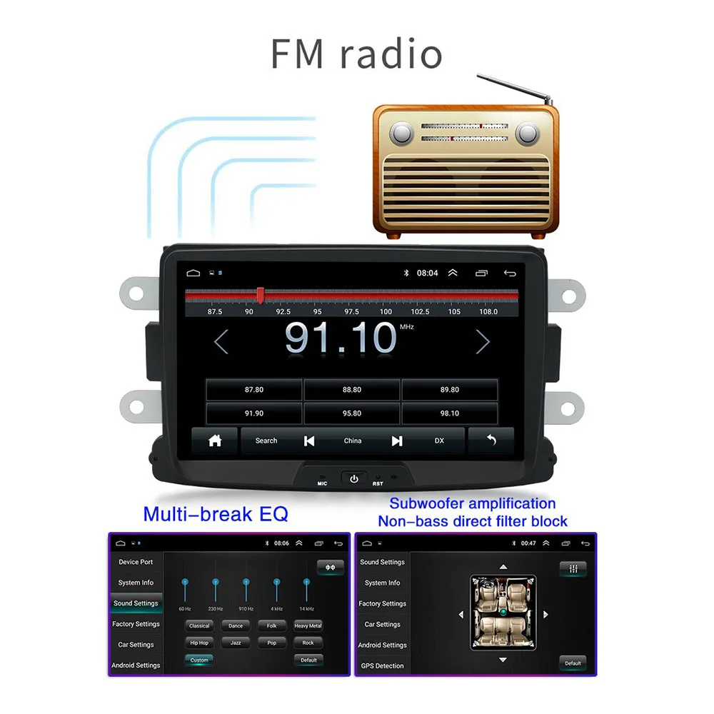 

8 inch Android 10.1 GPS Navigation Car Radios HD Touch Screen Multimedia Player MP5 Stereo Video Player Tuner for Dacia Sandero