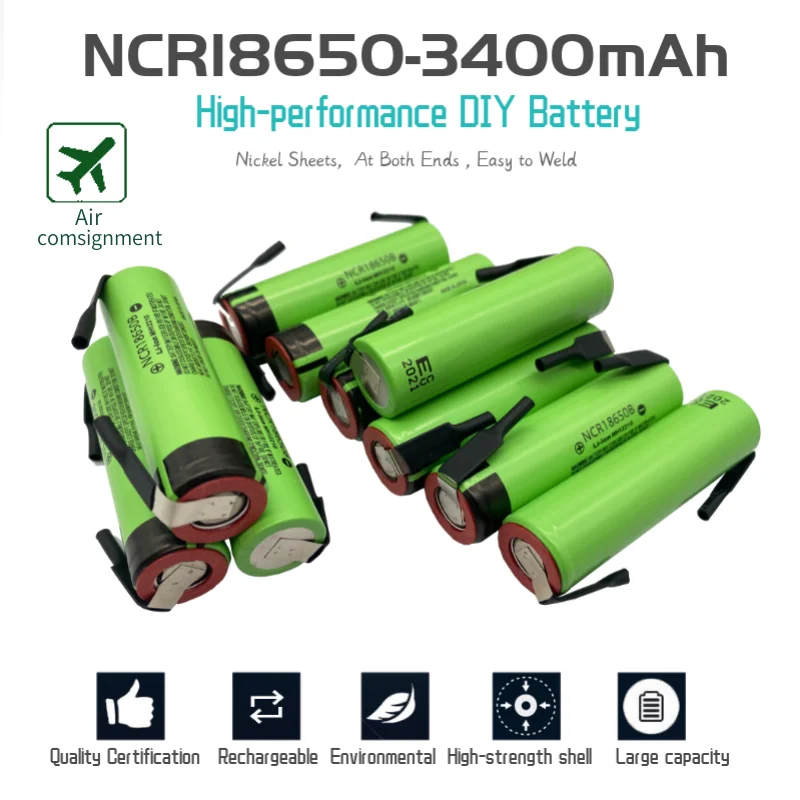 

Original NCR18650B 3.7V 3400mAh 18650 Battery Lithium Rechargeable Battery Welding Nickel Sheet DIY Battery Pack 18650 Power